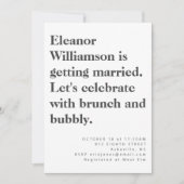 モダン白黒はっきりしたタイポグラフィブライダルブランチ 招待状 (正面)