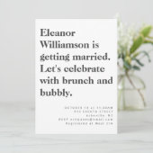 モダン白黒はっきりしたタイポグラフィブライダルブランチ 招待状 (スタンド正面)