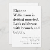 モダン白黒はっきりしたタイポグラフィブライダルブランチ 招待状 (正面/裏面)