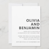 モダン白黒はっきりしたタイポグラフィ写真結婚の 招待状 (正面)