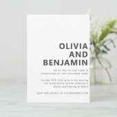 モダン白黒はっきりしたタイポグラフィ写真結婚の 招待状 (スタンド正面)