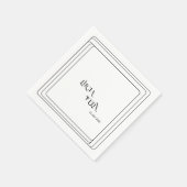 モダン白黒はっきりした結婚文字 スタンダードカクテルナプキン (角)