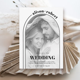 モダン白黒アーチ結婚型 招待状