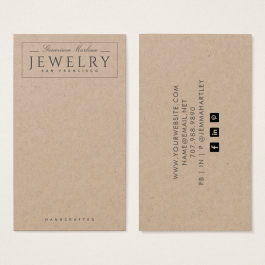 モダン白黒イヤリングクラフト表示カード (正面&裏面)