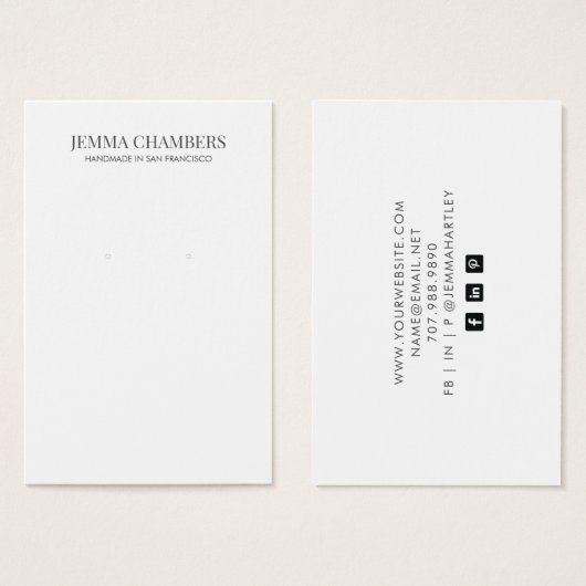 モダン白黒イヤリングジュエリー表示カード (正面&裏面)