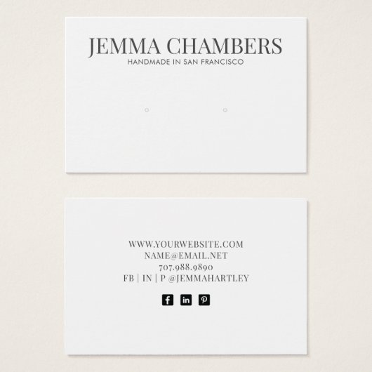 モダン白黒イヤリングジュエリー表示カード (正面&裏面)