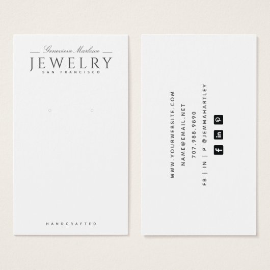 モダン白黒イヤリング表示カード (正面&裏面)