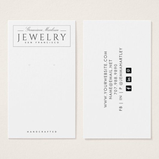 モダン白黒イヤリング表示カード (正面&裏面)