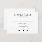 モダン白黒ウェディングRSVPカード エンクロージャーカード (正面/裏面)