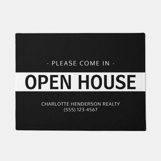 モダン白黒エテ実在ートオープンハウス ドアマット (正面)