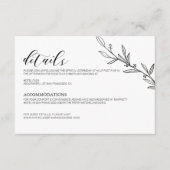 モダン白黒エレガントウェディングミニマル詳細 エンクロージャーカード (正面)