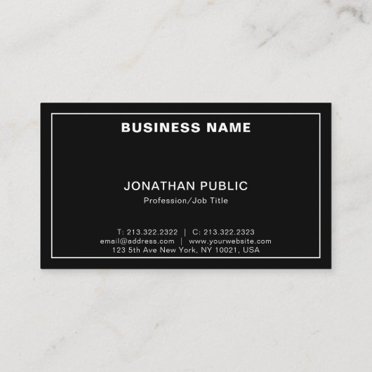 モダン白黒エレガントシッシンプルクプレーン 名刺 (裏面)