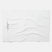 モダン白黒エレガントスクリプト名モノグラム キッチンタオル (横)
