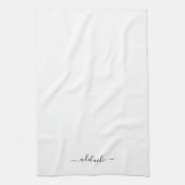 モダン白黒エレガントスクリプト名モノグラム キッチンタオル (縦)