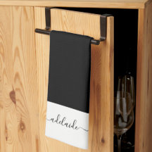 モダン白黒エレガントスクリプト名モノグラム