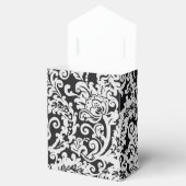 モダン白黒エレガントフローラダマスウェディング フェイバーボックス (オープン)