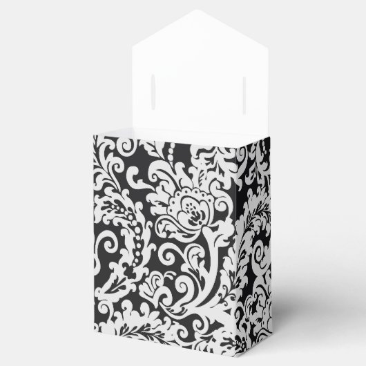 モダン白黒エレガントフローラダマスウェディング フェイバーボックス (オープン)