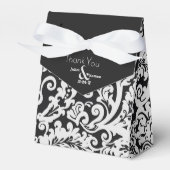 モダン白黒エレガントフローラダマスウェディング フェイバーボックス (正面サイド)