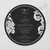 モダン白黒エレガントフローラダマスウェディング メニュー (正面)