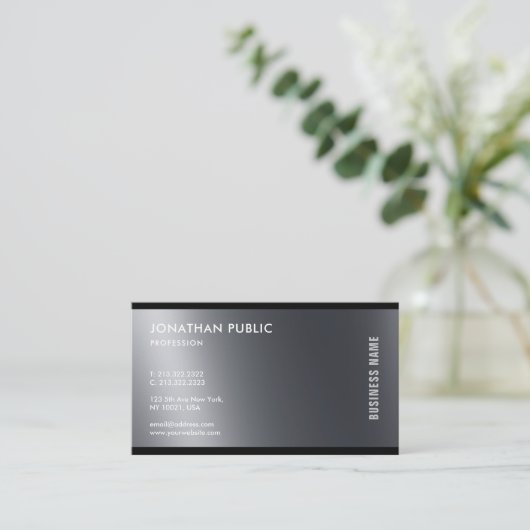モダン白黒エレガントプロフェッショナルシックプレーン 名刺 (スタンド正面)