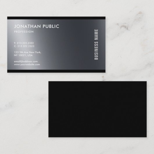 モダン白黒エレガントプロフェッショナルシックプレーン 名刺 (正面/裏面)