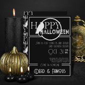 モダン白黒エレガント成人ハローウィンパーティ 招待状