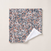 モダン白黒オレンジ色抽象芸術パターン バスタオルセット (ウォッシュタオル)