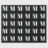 モダン白黒カスタムイニシャル文字 ラッピングペーパー (フラット)