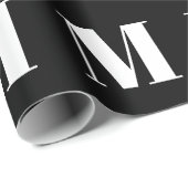 モダン白黒カスタムイニシャル文字 ラッピングペーパー (ロールコーナー)