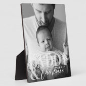 モダン白黒カスタムフォトダディ&ベビー名 フォトプラーク (側面)