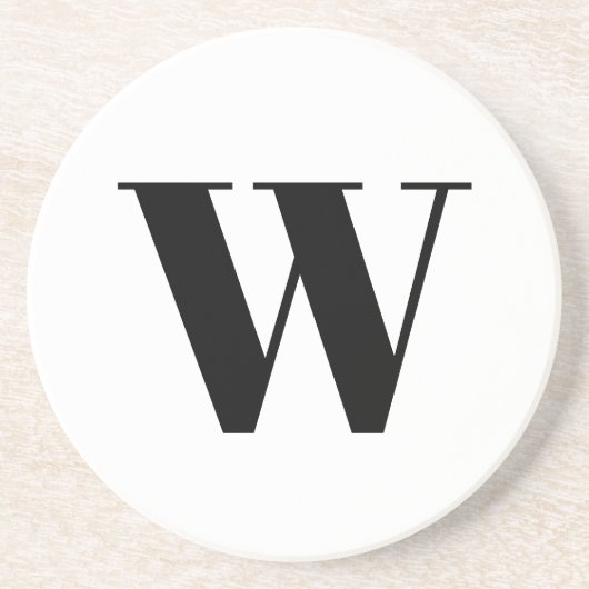 モダン白黒カスタムモノグラムイニシャル文字 コースター (正面)