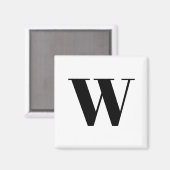 モダン白黒カスタムモノグラムイニシャル文字 マグネット (正面/裏面)