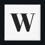 モダン白黒カスタムモノグラムイニシャル文字 マグネット<br><div class="desc">, カスタマイズパーソナライズされたモノグラム，イニシャル，文字ブラックとホワイトのクラシックシックなスクリプモダント洗練されたマグスタイリッシュネット</div>