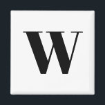 モダン白黒カスタムモノグラムイニシャル文字 マグネット<br><div class="desc">, カスタマイズパーソナライズされたモノグラム，イニシャル，文字ブラックとホワイトのクラシックシックなスクリプモダント洗練されたマグスタイリッシュネット</div>