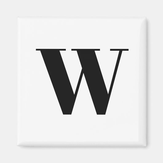 モダン白黒カスタムモノグラムイニシャル文字 マグネット (正面)
