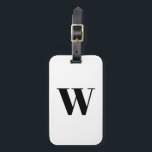 モダン白黒カスタムモノグラムイニシャル文字 ラゲッジタグ<br><div class="desc">, カスタマイズパーソナライズされたモノグラム，イニシャル，文字の白黒と黒のエレガントクラシックシックなスクリプモダント洗練された荷物スタイリッシュタグ</div>