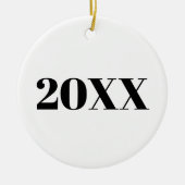 モダン白黒カスタム年番号 セラミックオーナメント (正面)