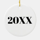 モダン白黒カスタム年番号 セラミックオーナメント (裏面)