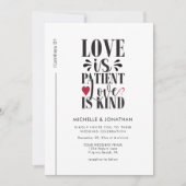 モダン白黒キリスト教の聖書の結婚聖句 招待状 (正面)