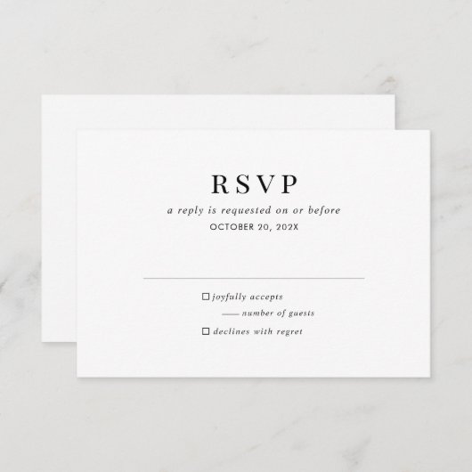 モダン白黒クラシックRSVPエンクロージャカード エンクロージャーカード (正面/裏面)