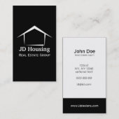 モダン白黒ク実在スエステート名刺 名刺 (正面/裏面)