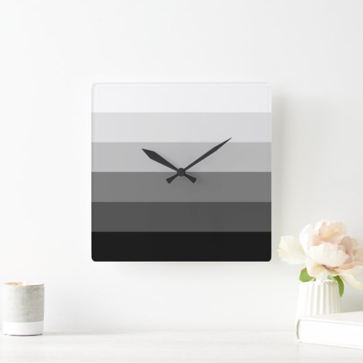 モダン白黒グレースケールグラデーションパターン スクエア壁時計 (ホーム)