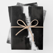 モダン白黒グレ素朴ー抽象芸術 ラッピングペーパーシート (インサイチュ)