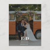 モダン白黒サイドウェー結婚ブフォト詳細 エンクロージャーカード (裏面)