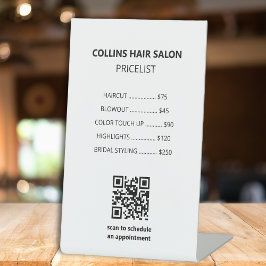 モダン白黒サロンサービス価格表 台座サイン