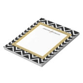 モダン白黒シボ模様モノグラム名 ノートパッド (回転)