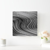 モダン白黒シルバーグレイ曲線 スクエア壁時計 (ホーム)