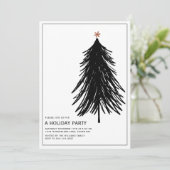 モダン白黒シンプルツリーホリデーパーティインクト 招待状 (スタンド正面)