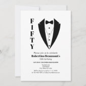 モダン白黒シンプルトゥキセド50誕生日 招待状 (正面)