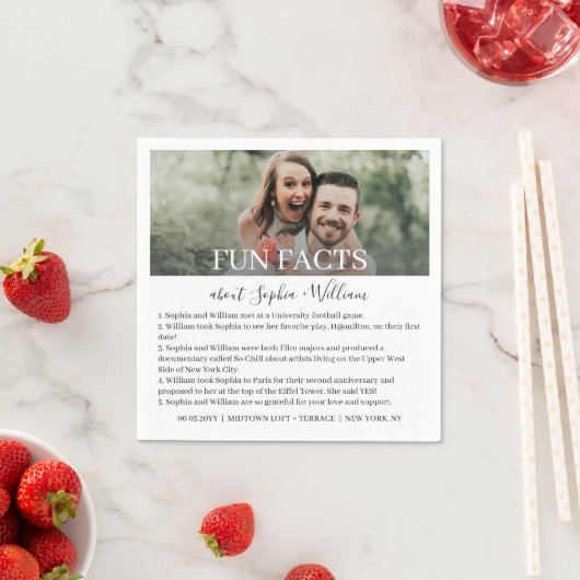 モダン白黒シンプル写真おもしろい事実結婚の スタンダードカクテルナプキン (インサイチュ)